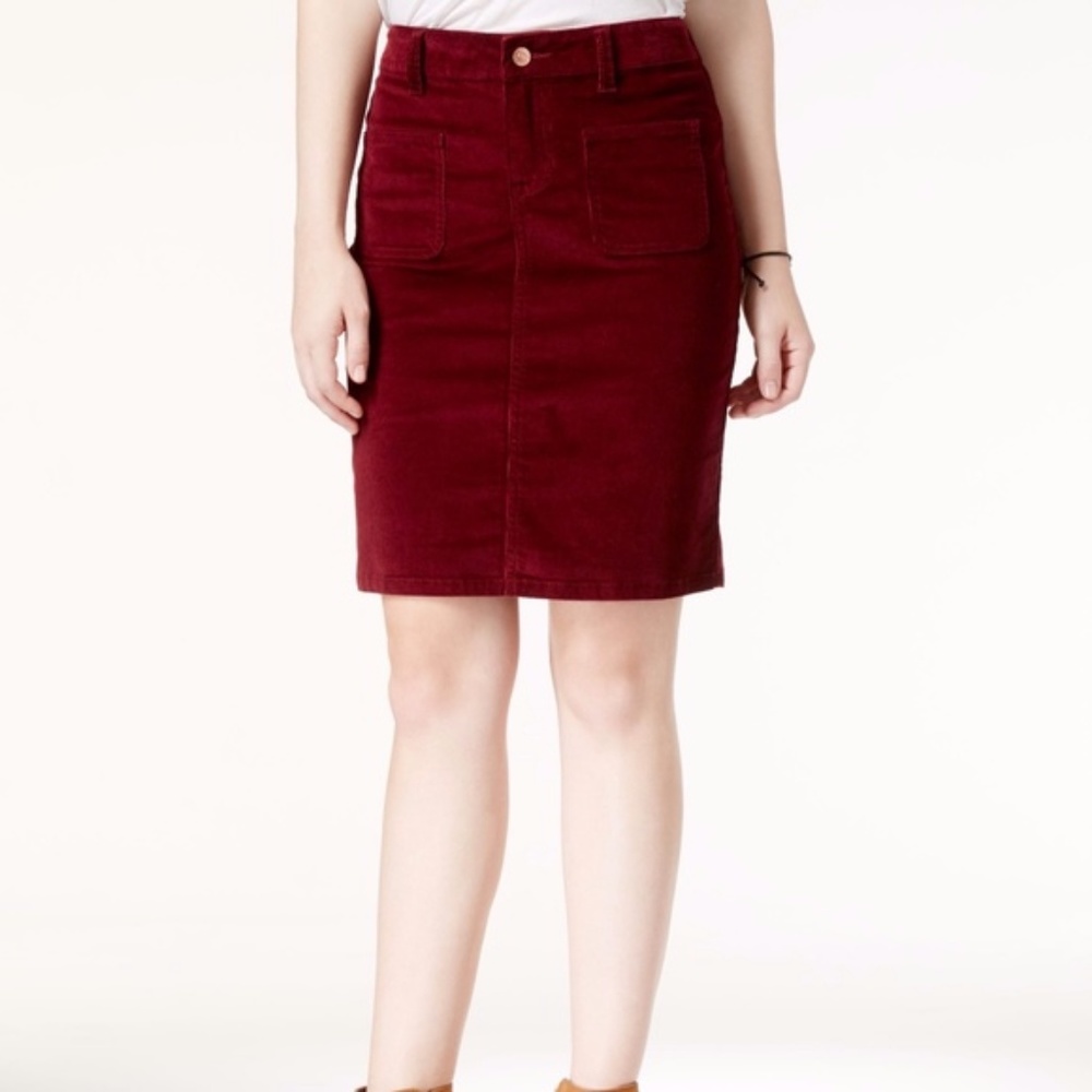 NWOT Celebrity Pink Red Corduroy Pencil Skirt